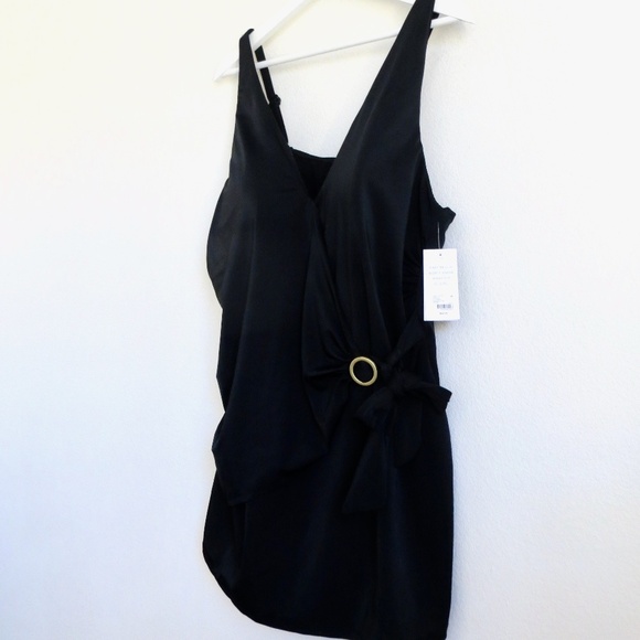 NEW! Cacique Swim Tankini Gold Ring Built in Bra Black SZ 18 - Picture 6 of 11